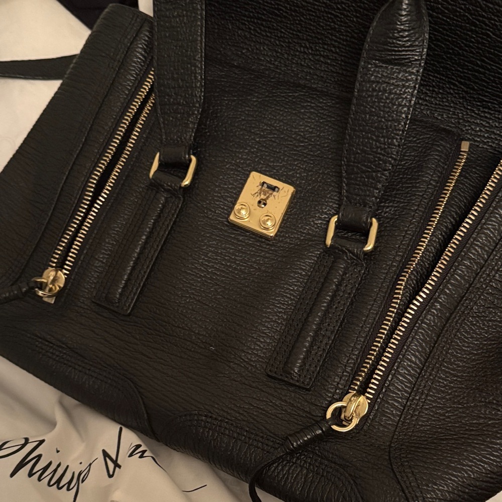3.1 Phillip Lim Black Satchel with Gold Accents - Picture 2 of 8